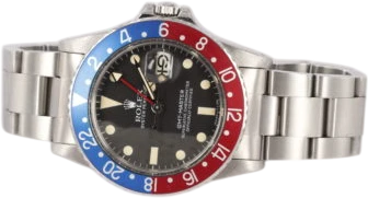 Title: GMT-MASTER II (Pepsi)
Brand: Rolex
Model: GMT-Master II
Ref: 16750
Category: Pilot
Diameter: 40mm
Functions: GMT, Dato
Year: 1984
Price: 130000
Condition: 9.0
Dial Color: Sort
Strap: Metal
Case material: Stål
Gender: Herre
Match: 100.0%
Billedet er ejet af Wine & Watches (102180) Et Rolex ur