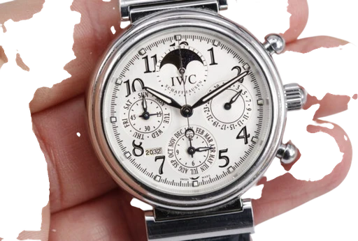 Title: Da Vinci (New)
Brand: IWC
Model: Da Vinci
Ref: IW3758
Category: Dress
Diameter: 38mm
Functions: Kronograf, Dato, Ugedag, Månefase
Year: 2006
Price: 70000
Condition: 8.5
Dial Color: Hvid
Strap: Andet
Case material: Stål
Gender: Herre
Match: 100.0%
Billedet er ejet af Wine & Watches (640534) Et IWC ur