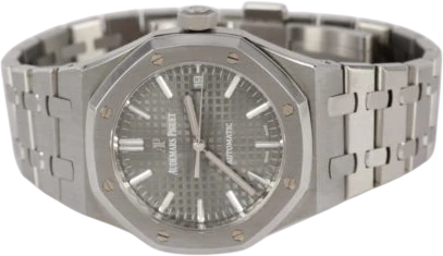 Title: Royal Oak
Brand: Audemars Piguet
Model: Royal Oak
Ref: 15450
Category: Sport
Diameter: 37mm
Functions:
Year: 2021
Price: 255000
Condition: 9.5
Dial Color: Grå
Strap: Metal
Case material: Stål
Gender: Herre
Match: 100.0%
Billedet er ejet af Wine & Watches (102187) Et Audemars Piguet ur