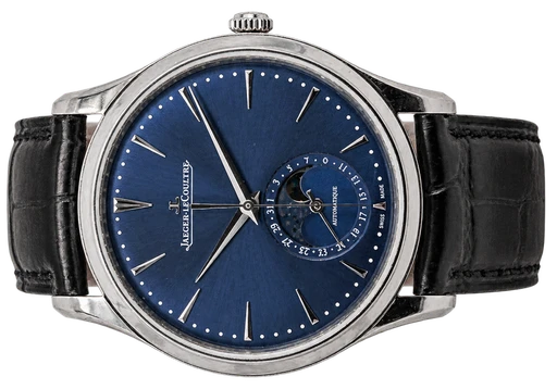 Titel: Jaeger-Le-Coultre Master Control Ultra Thin Moonphase (Nyhed)
Mærke: Jaeger-LeCoultre
Model: Master Control Ultra Thin Moonphase
Ref.: Q1368480
Årgang: 2021
Tilbehør: Boks og Papirer
Stand: 8.5 (Brugt)
Pris: 65.000 kr.
Diameter: 39mm
Funktioner: Månefase, Dato
Skivefarve: Blå
Rem: Læder
Kassemateriale: Stål
Kategori: Dress
Køn: Herre
Match: 100.0%
Billedet ejes af Wine & Watches (1205327) Et Jaeger-LeCoultre ur